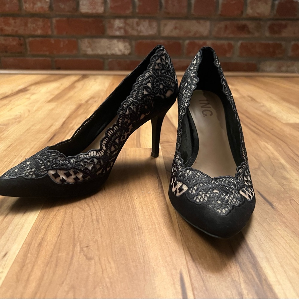 INC International Concepts Black Lace Women's Heels